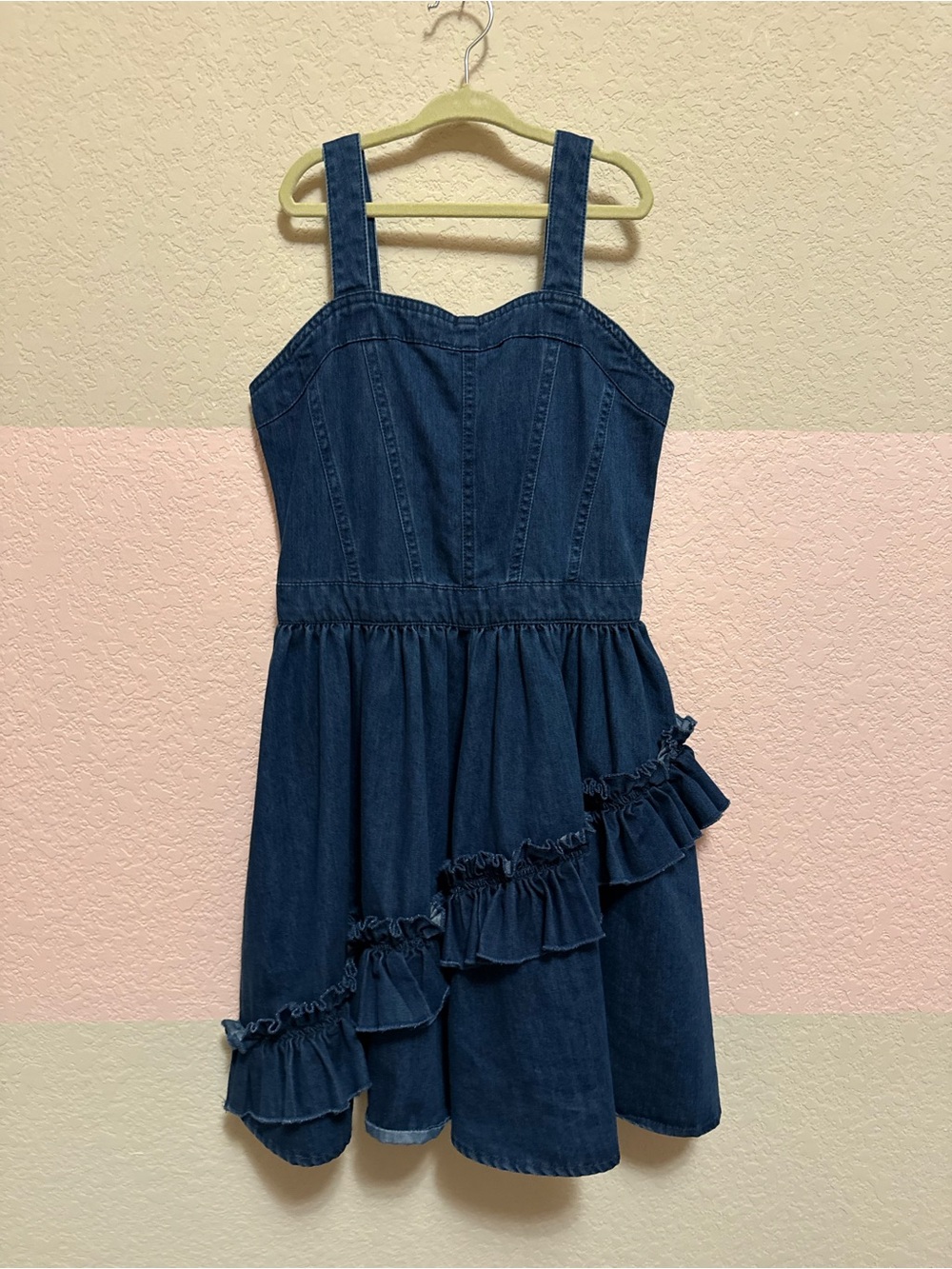 Habitual Denim Ruffle-Trim Girls' Dress - Navy